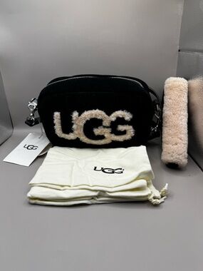UGG Black Crossbody Bag with Cream Shearling Logo